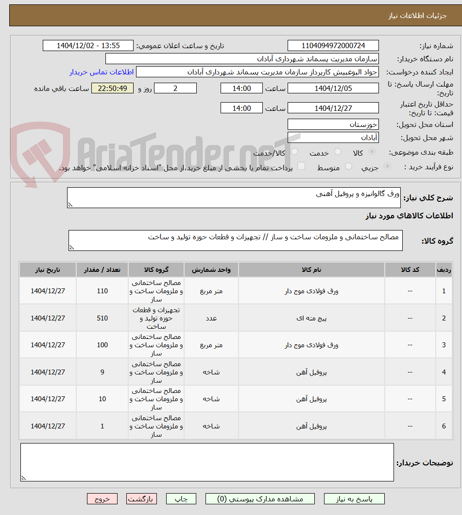 تصویر کوچک آگهی ورق گالوانیزه و پروفیل آهنی