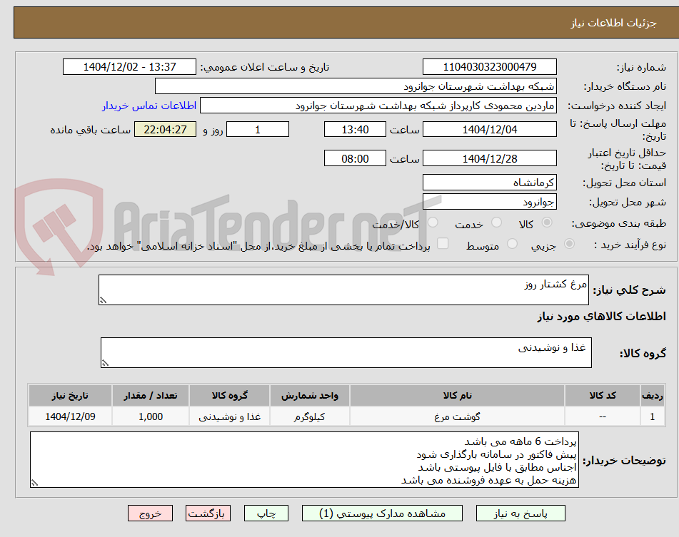 تصویر کوچک آگهی مرغ کشتار روز 