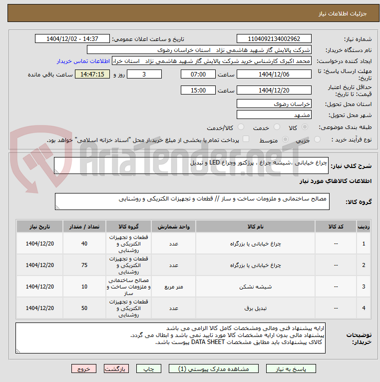 تصویر کوچک آگهی چراغ خیابانی ،شیشه چراغ ، پرژکتور وچراغ LED و تبدیل 