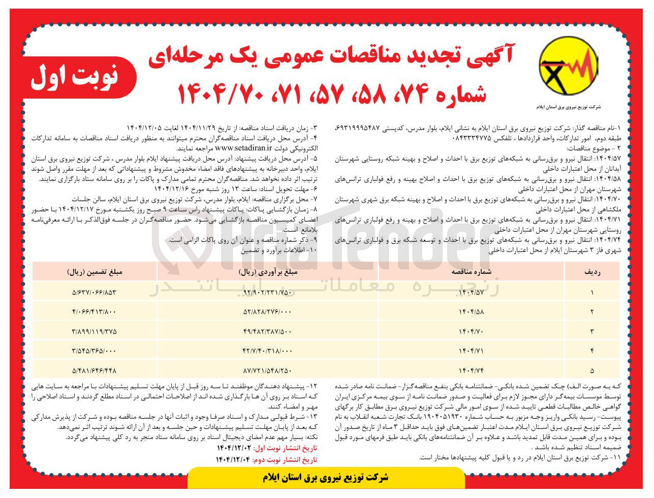 تصویر کوچک آگهی انتقال نیرو و برق رسانی به شبکه های توزیع برق با احداث و توسعه شبکه برق و فولباری ترانس های شهری