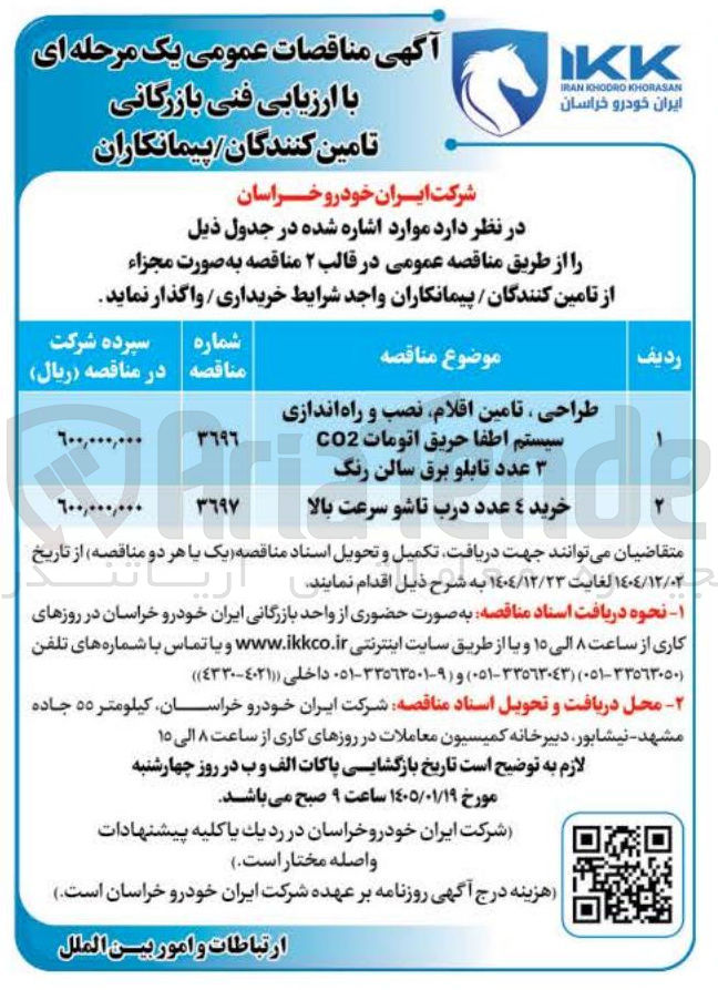 تصویر کوچک آگهی طراحی ، تامین اقلام نصب و راه اندازی سیستم اطفا حریق اتومات CO2 (3عدد) تابلو برق سالن رنگ 