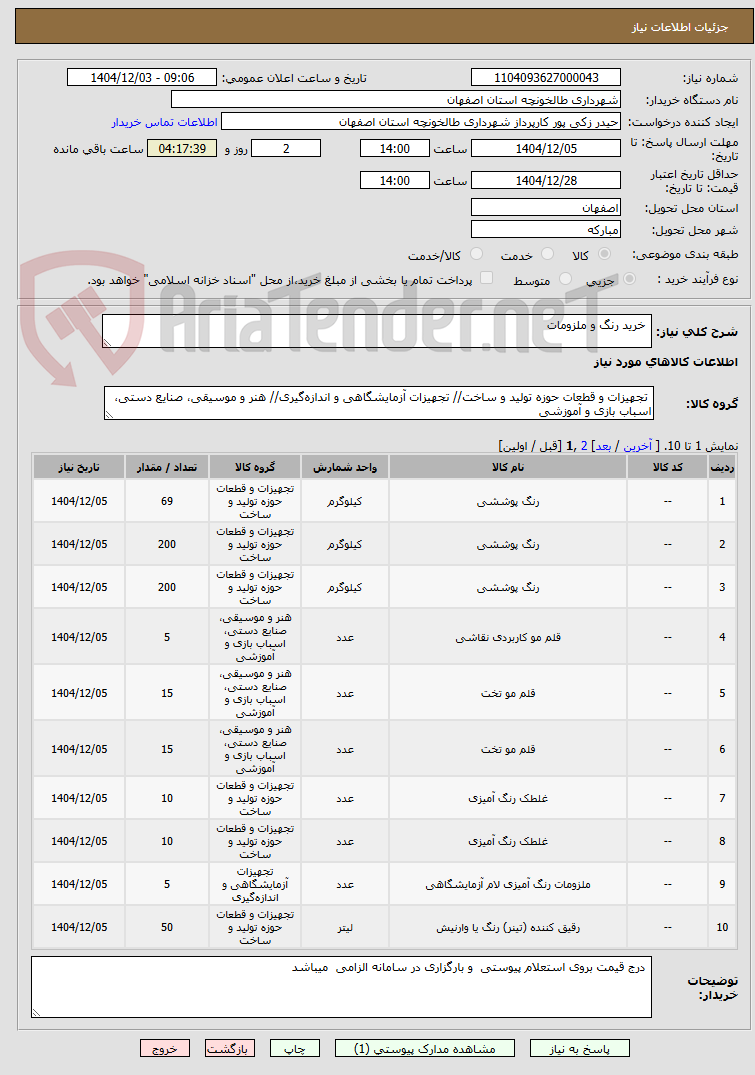 تصویر کوچک آگهی  خرید رنگ و ملزومات 