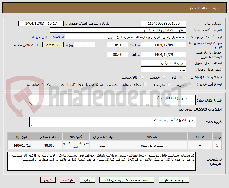 تصویر کوچک آگهی ست سرم ( 80000 عدد)