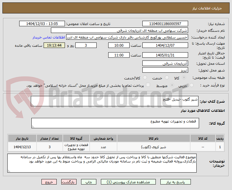 تصویر کوچک آگهی شیر گلوب -تبدیل -فلنج