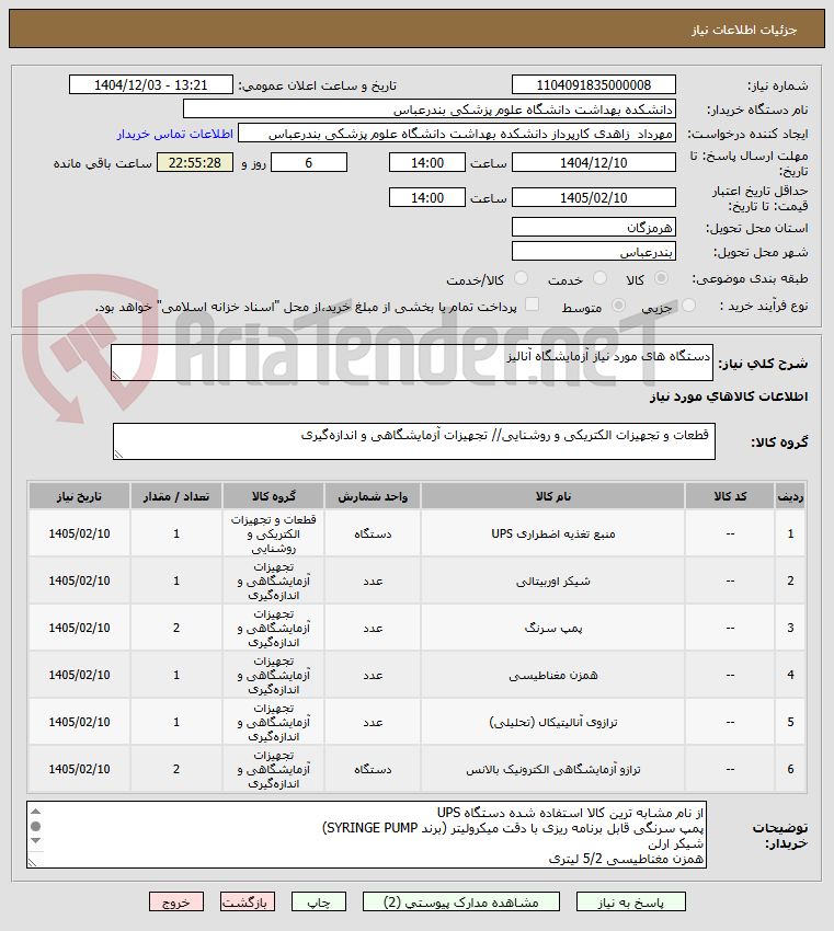 تصویر کوچک آگهی دستگاه های مورد نیاز آزمایشگاه آنالیز