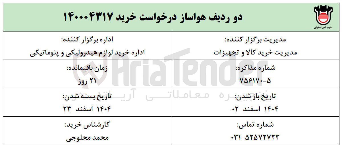 تصویر کوچک آگهی دو ردیف هواساز