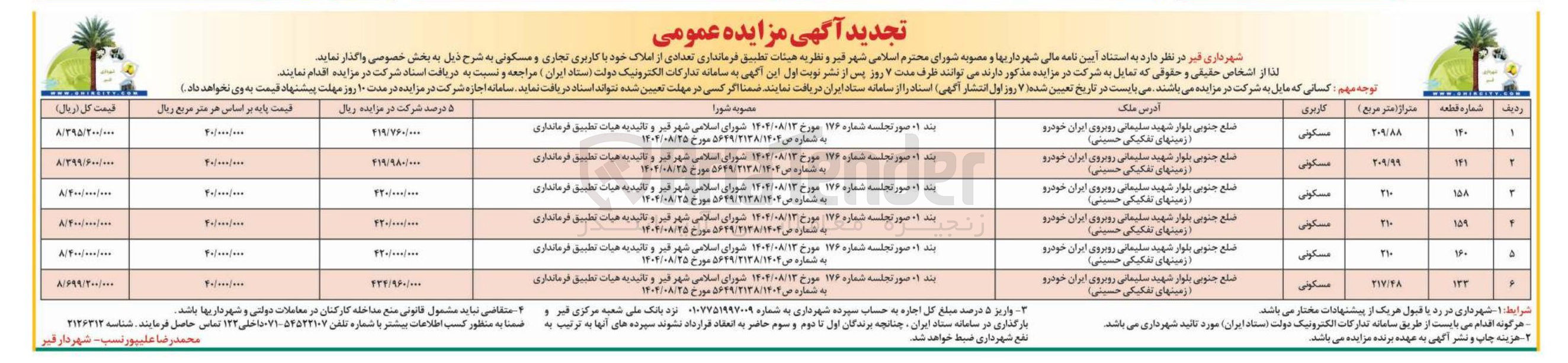 تصویر کوچک آگهی تعدادی از املاک خود با کاربری تجاری و مسکونی