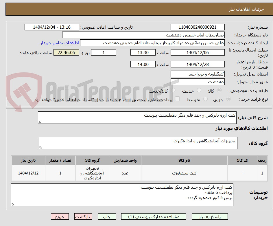 تصویر کوچک آگهی کیت اوره بایرکس و چند قلم دیگر بطقلیست پیوست