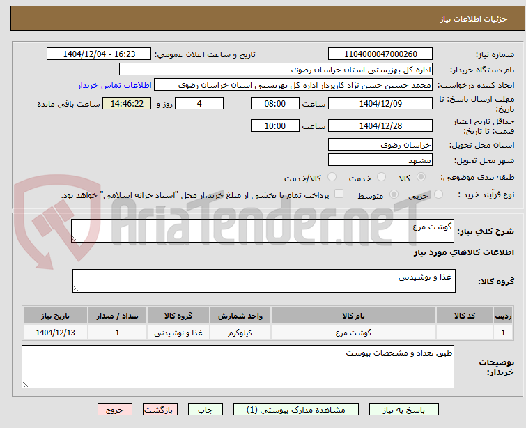 تصویر کوچک آگهی گوشت مرغ