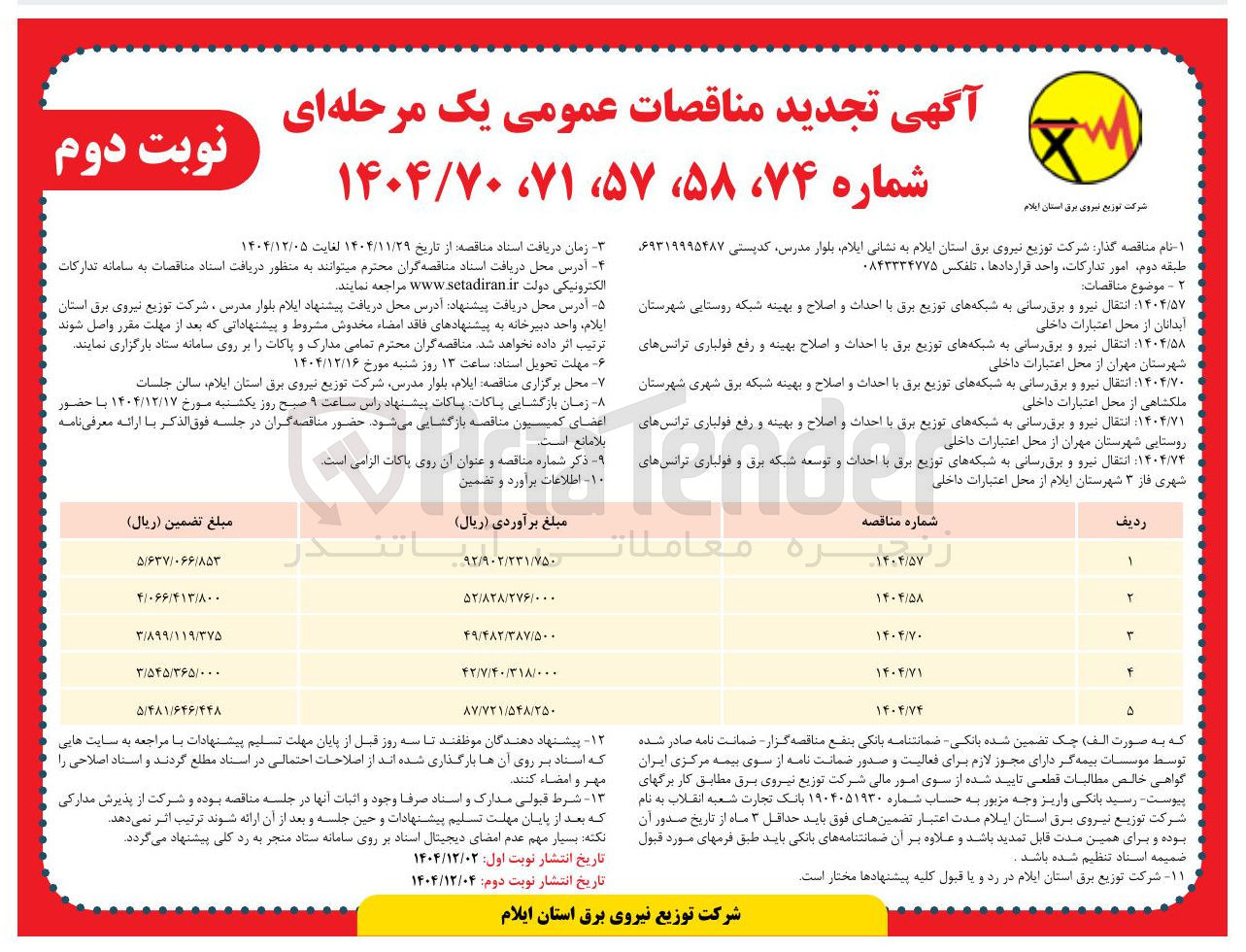 تصویر کوچک آگهی انتقال نیرو و برق رسانی به شبکه های توزیع برق با احداث و اصلاح و بهینه و رفع فولباری ترانس های روستایی شهرستان
