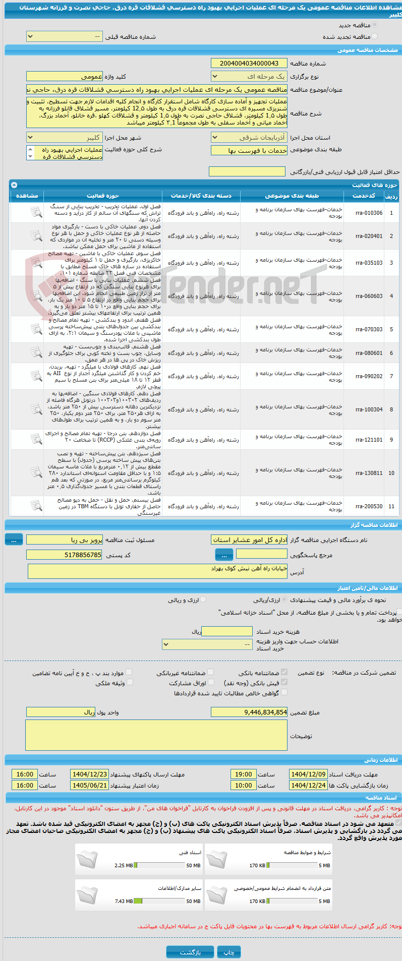 تصویر کوچک آگهی مناقصه عمومی یک مرحله ای عملیات اجرایی بهبود راه دسترسی قشلاقات قره درق، حاجی نصرت و فرزانه شهرستان کلیبر