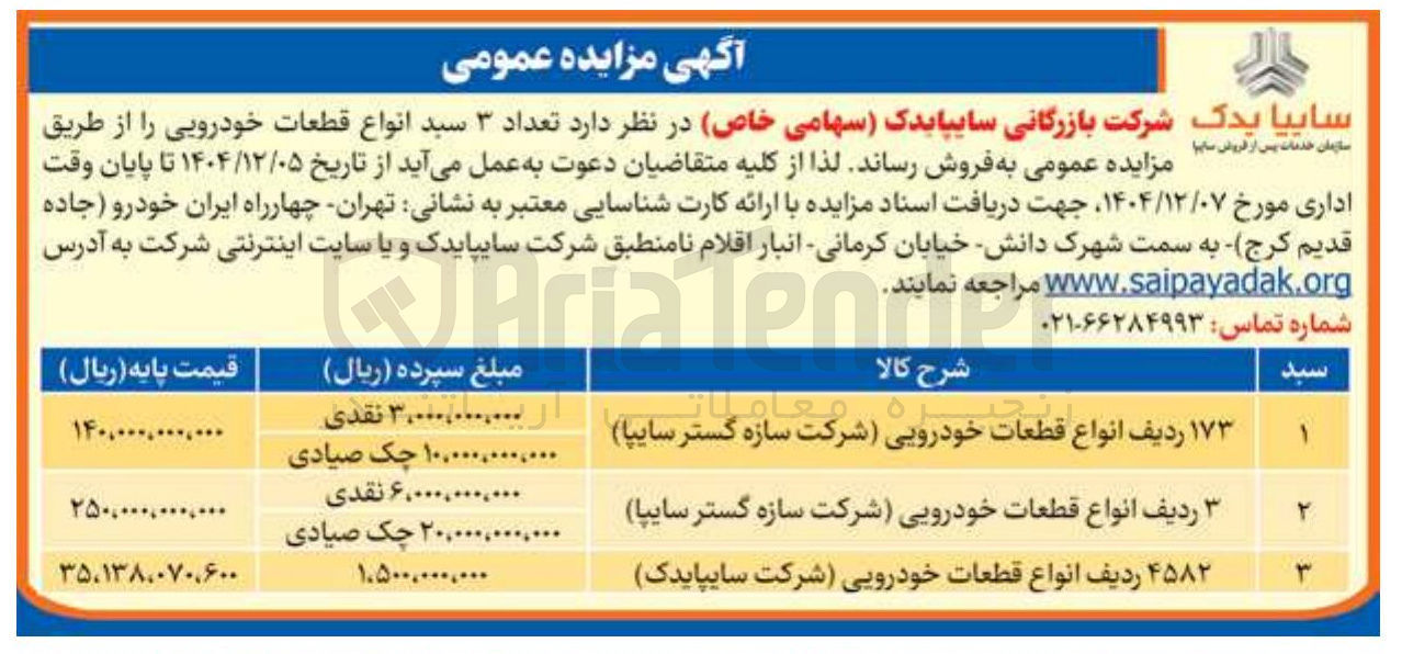 تصویر کوچک آگهی فروش تعداد 3 سبد انواع قطعات خودرویی