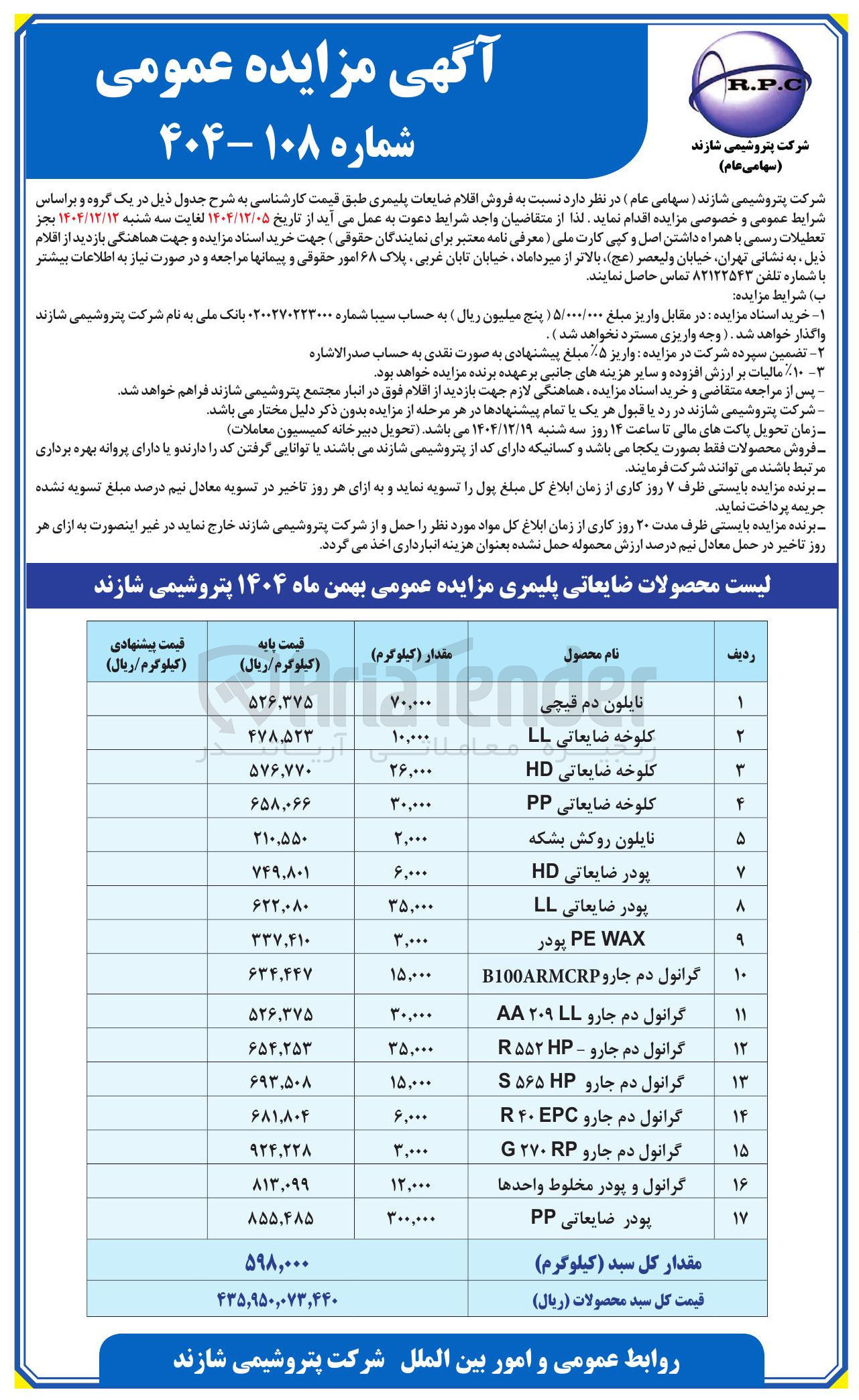 تصویر کوچک آگهی فروش اقلام ضایعات پلیمری
