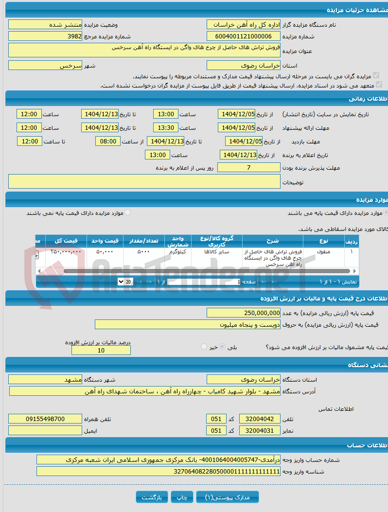 تصویر کوچک آگهی فروش تراش های حاصل از چرخ های واگن در ایستگاه راه آهن سرخس