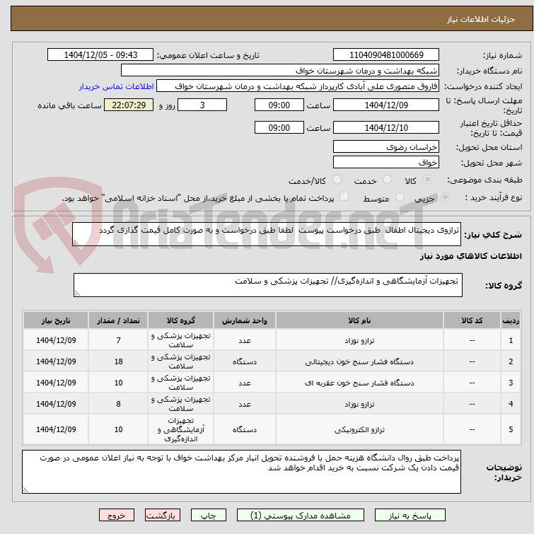 تصویر کوچک آگهی ترازوی دیجیتال اطفال طبق درخواست پیوست لطفا طبق درخواست و به صورت کامل قیمت گذاری گردد