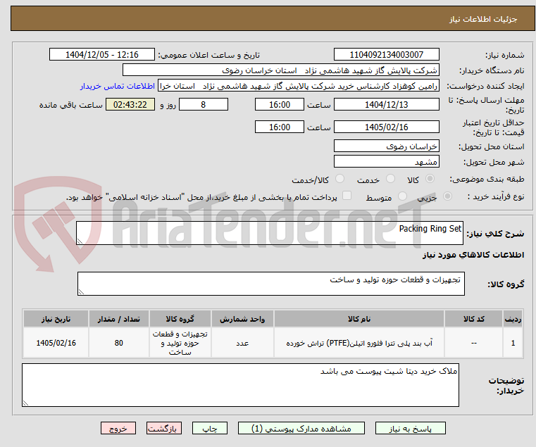 تصویر کوچک آگهی Packing Ring Set