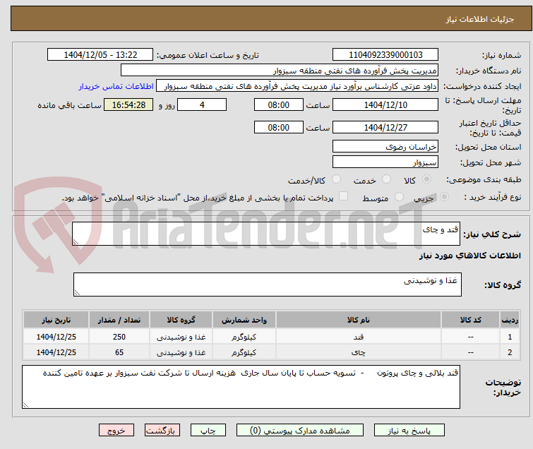تصویر کوچک آگهی قند و چای