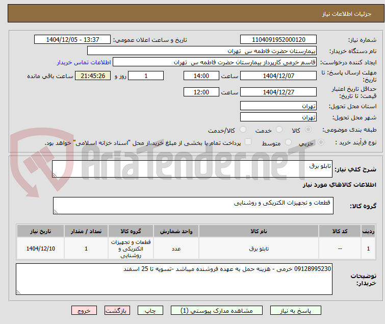 تصویر کوچک آگهی تابلو برق