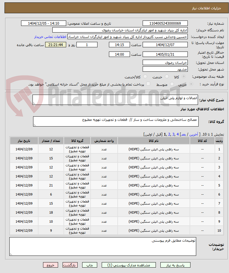 تصویر کوچک آگهی اتصالات و لوازم پلی اتیلن 