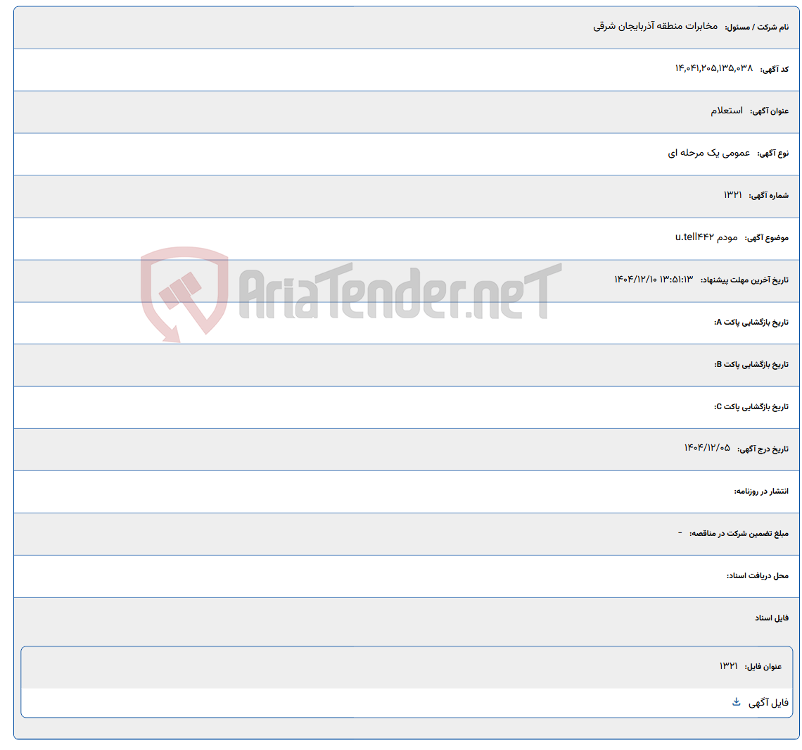 تصویر کوچک آگهی مودم u.tell442