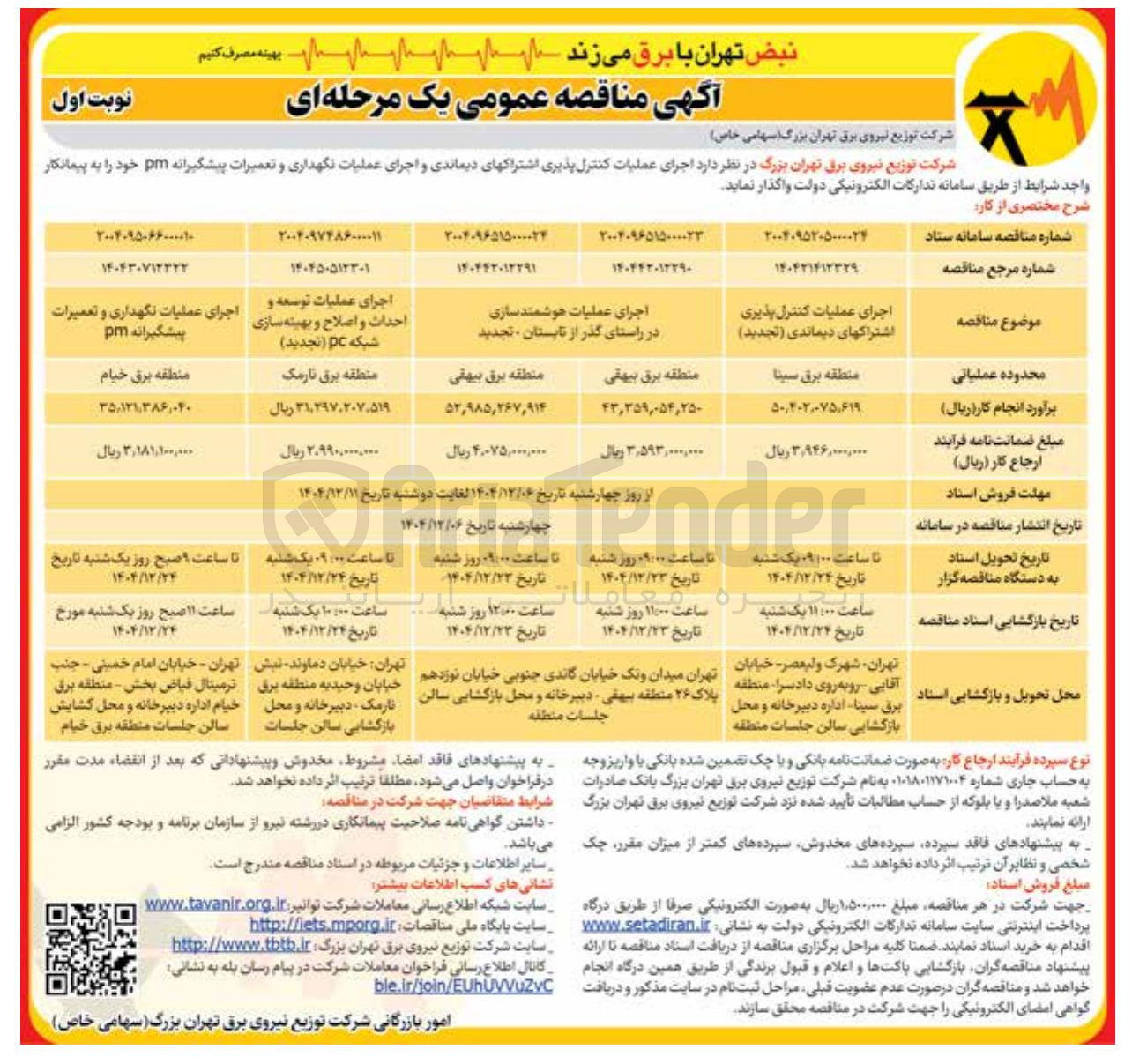 تصویر کوچک آگهی اجرای عملیات کنترل پذیری اشتراک های دیماندی
