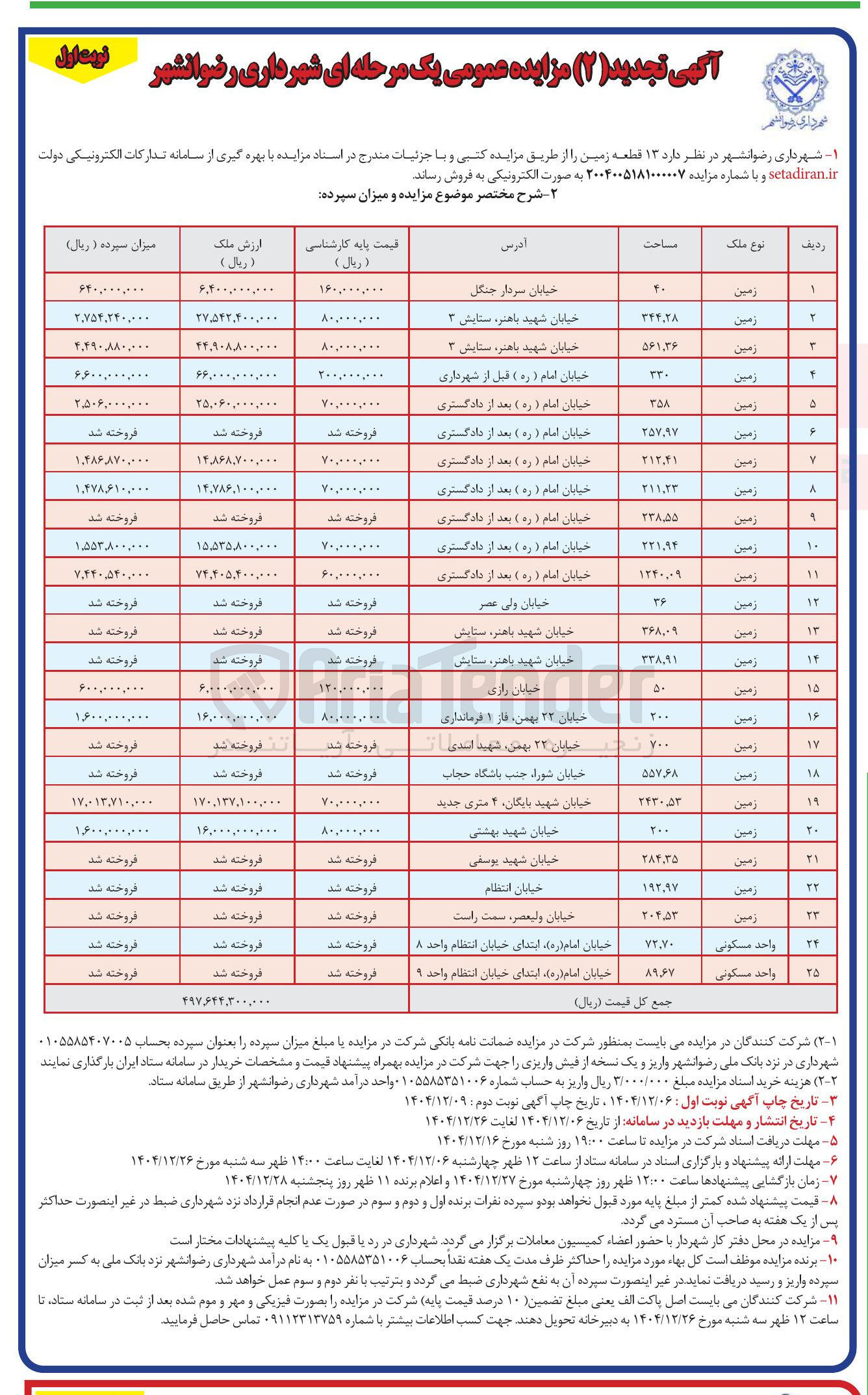 تصویر کوچک آگهی فروش 13 قطعه زمین
