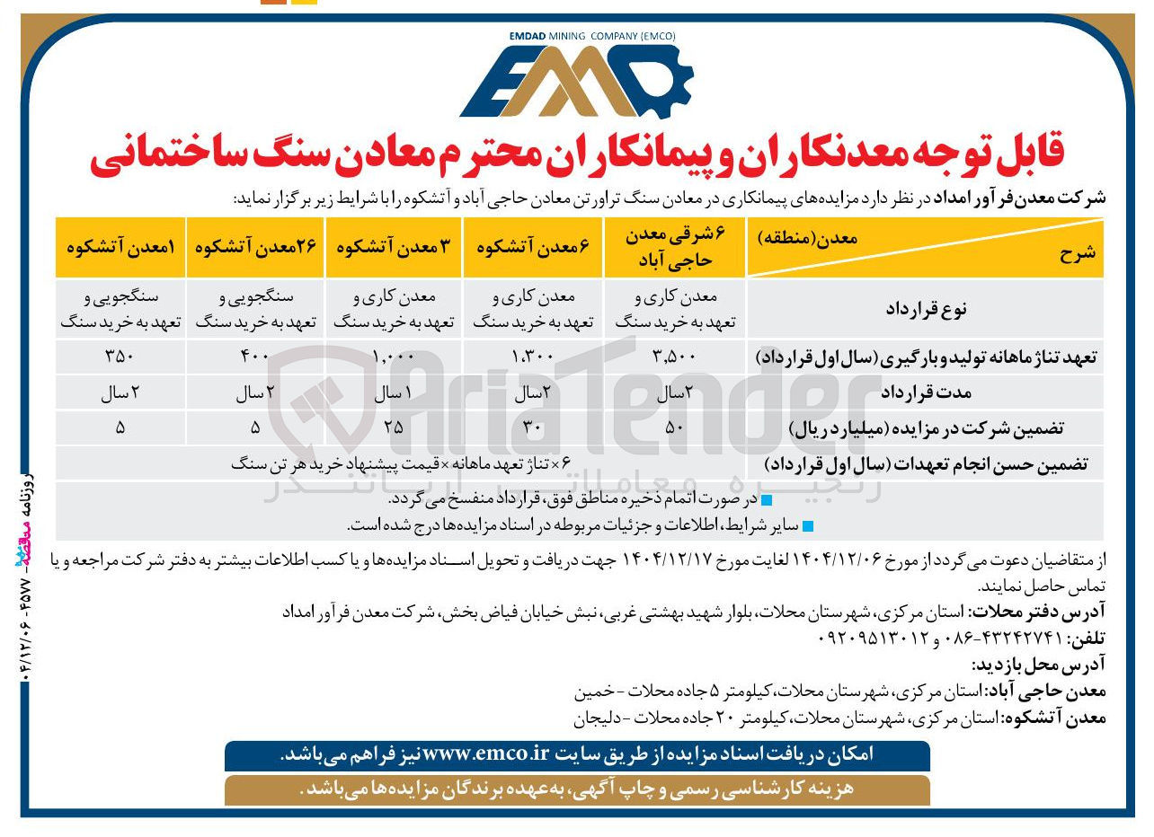 تصویر کوچک آگهی پیمانکاری در معادن سنگ تراورتن معادن