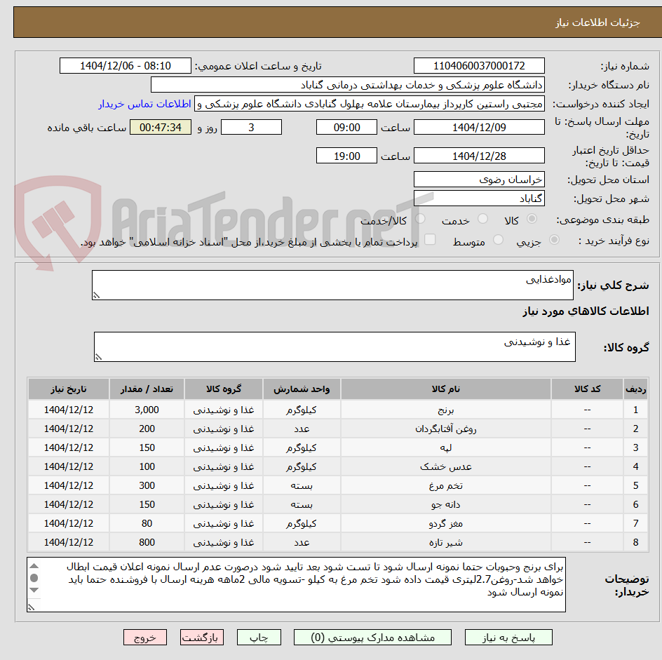 تصویر کوچک آگهی موادغذایی