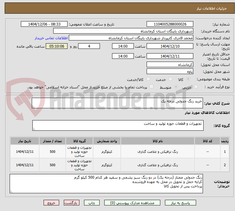 تصویر کوچک آگهی خرید رنگ جدولی درجه یک 