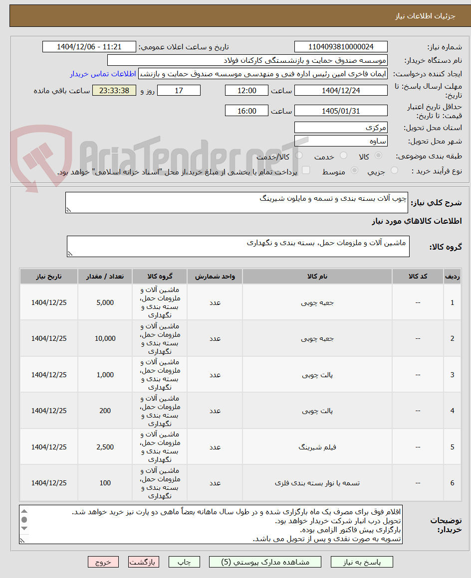 تصویر کوچک آگهی چوب آلات بسته بندی و تسمه و مایلون شیرینگ