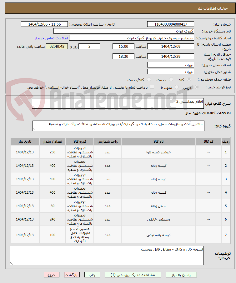 تصویر کوچک آگهی اقلام بهداشتی 2