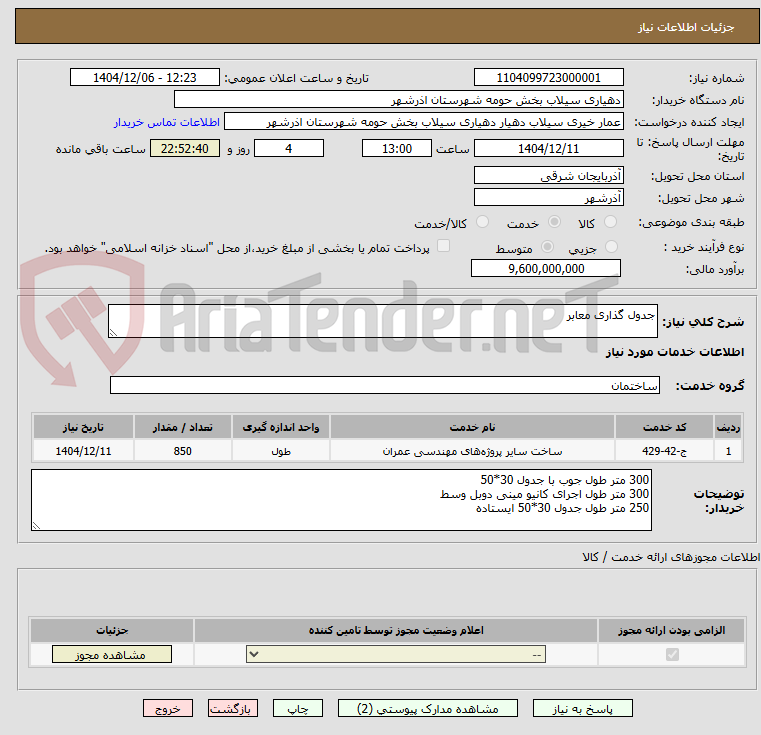 تصویر کوچک آگهی جدول گذاری معابر 