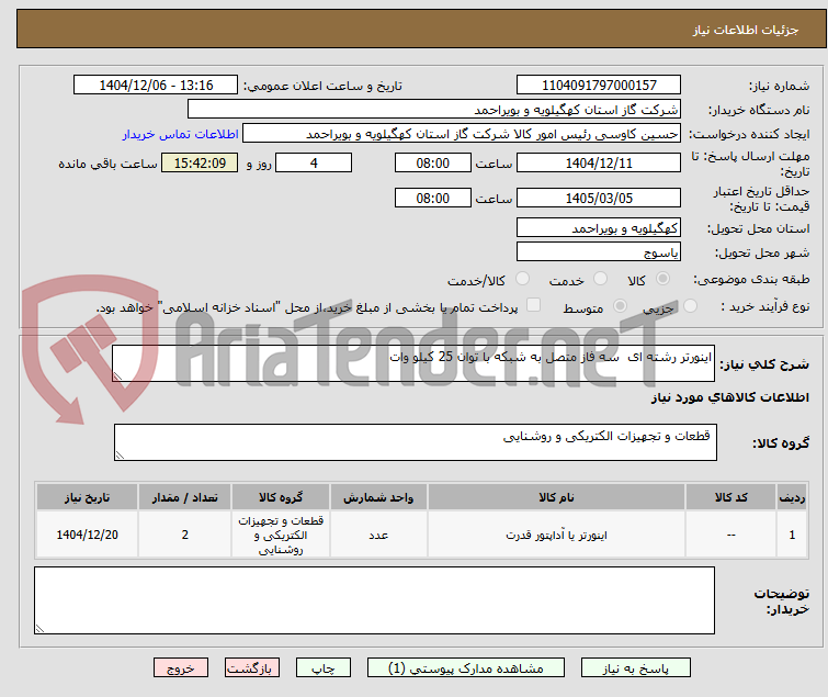تصویر کوچک آگهی اینورتر رشته ای سه فاز متصل به شبکه با توان 25 کیلو وات
