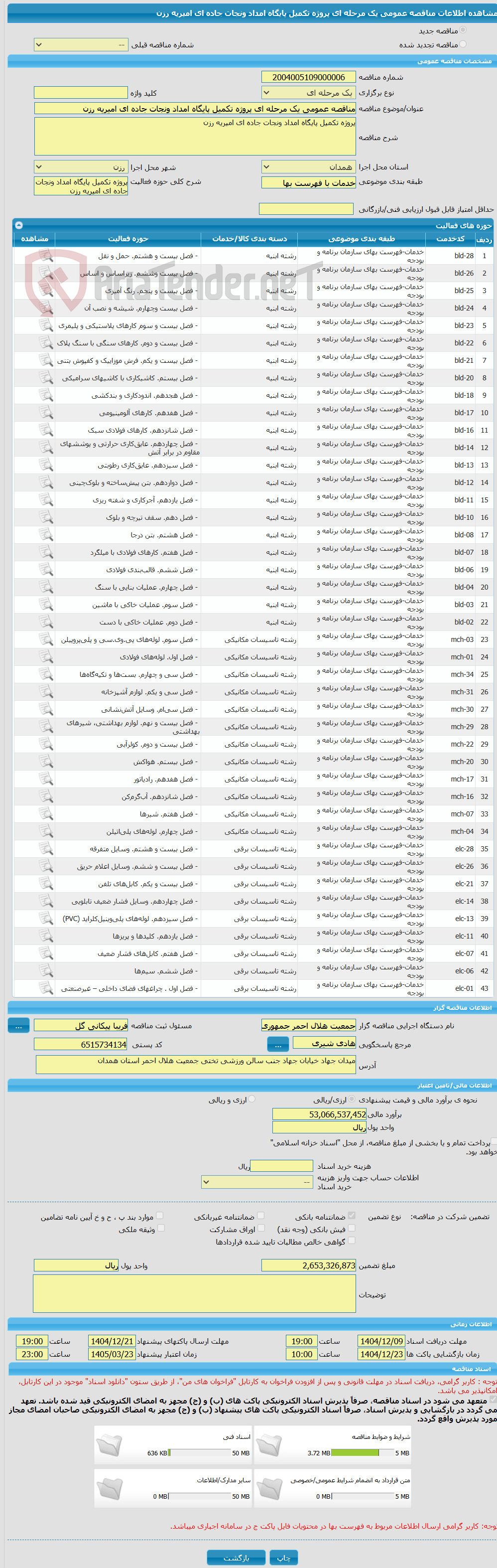 تصویر کوچک آگهی مناقصه عمومی یک مرحله ای پروژه تکمیل پایگاه امداد ونجات جاده ای امیریه رزن 