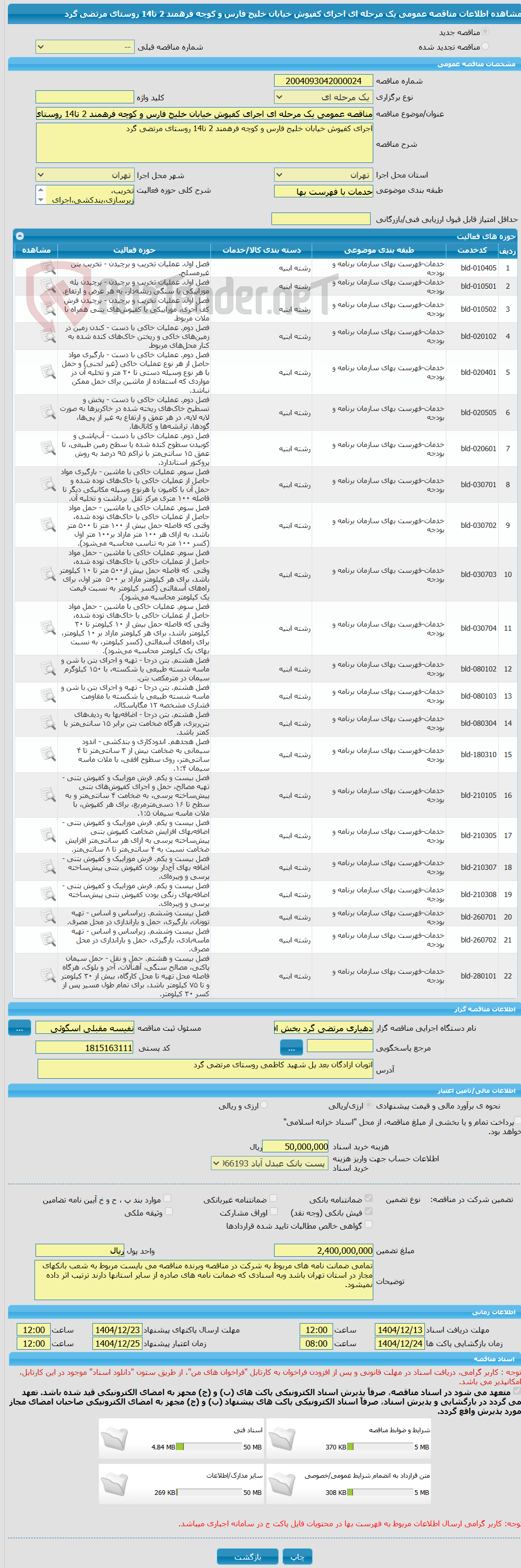 تصویر کوچک آگهی مناقصه عمومی یک مرحله ای اجرای کفپوش خیابان خلیج فارس و کوچه فرهمند 2 تا14 روستای مرتضی گرد
