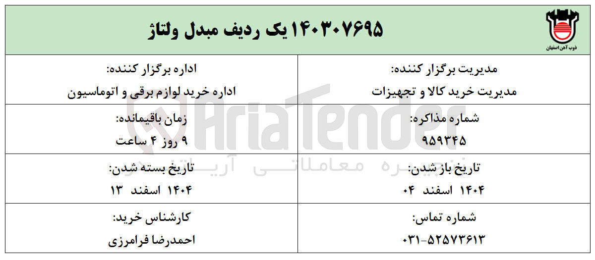 تصویر کوچک آگهی یک ردیف مبدل ولتاژ 
