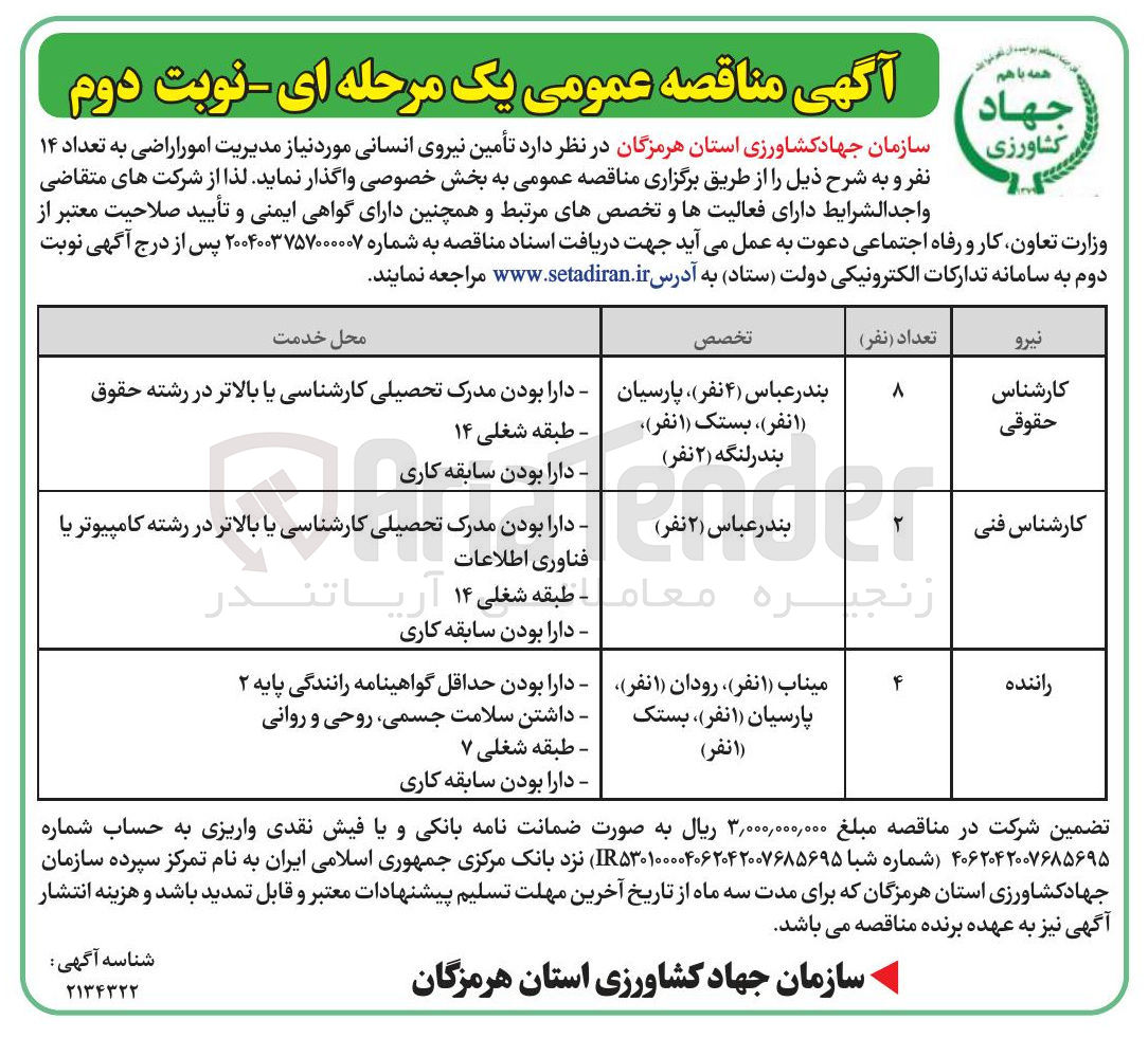 تصویر کوچک آگهی تأمین نیروی انسانی