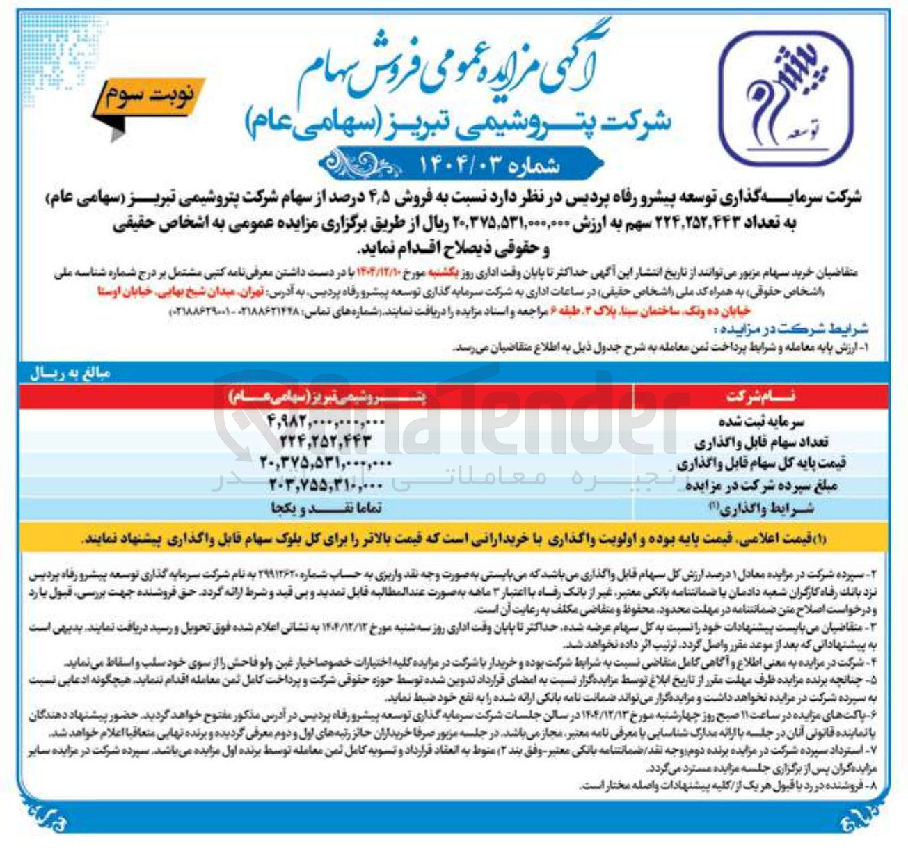 تصویر کوچک آگهی فروش سهام