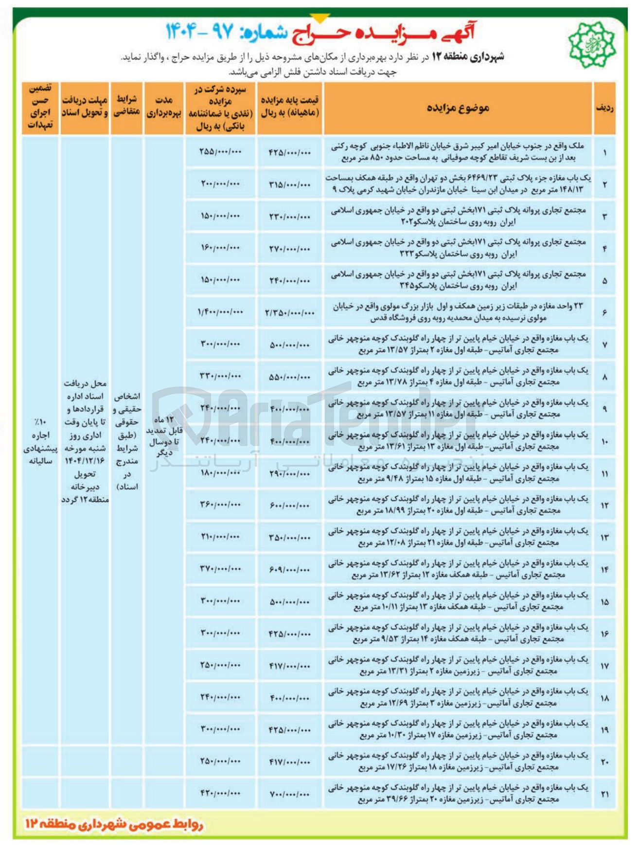 تصویر کوچک آگهی بهره برداری از اماکن