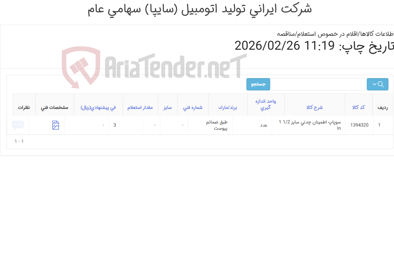 تصویر کوچک آگهی سوپاپ اطمینان چدنی
