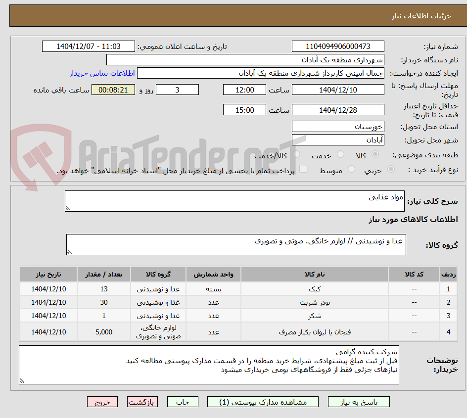تصویر کوچک آگهی مواد غذایی