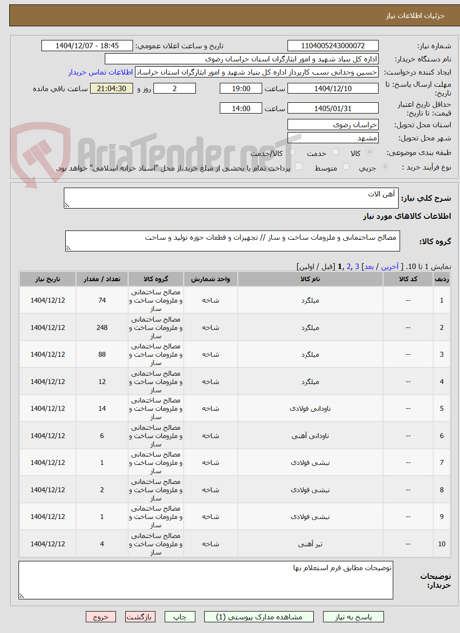 تصویر کوچک آگهی  آهن الات 