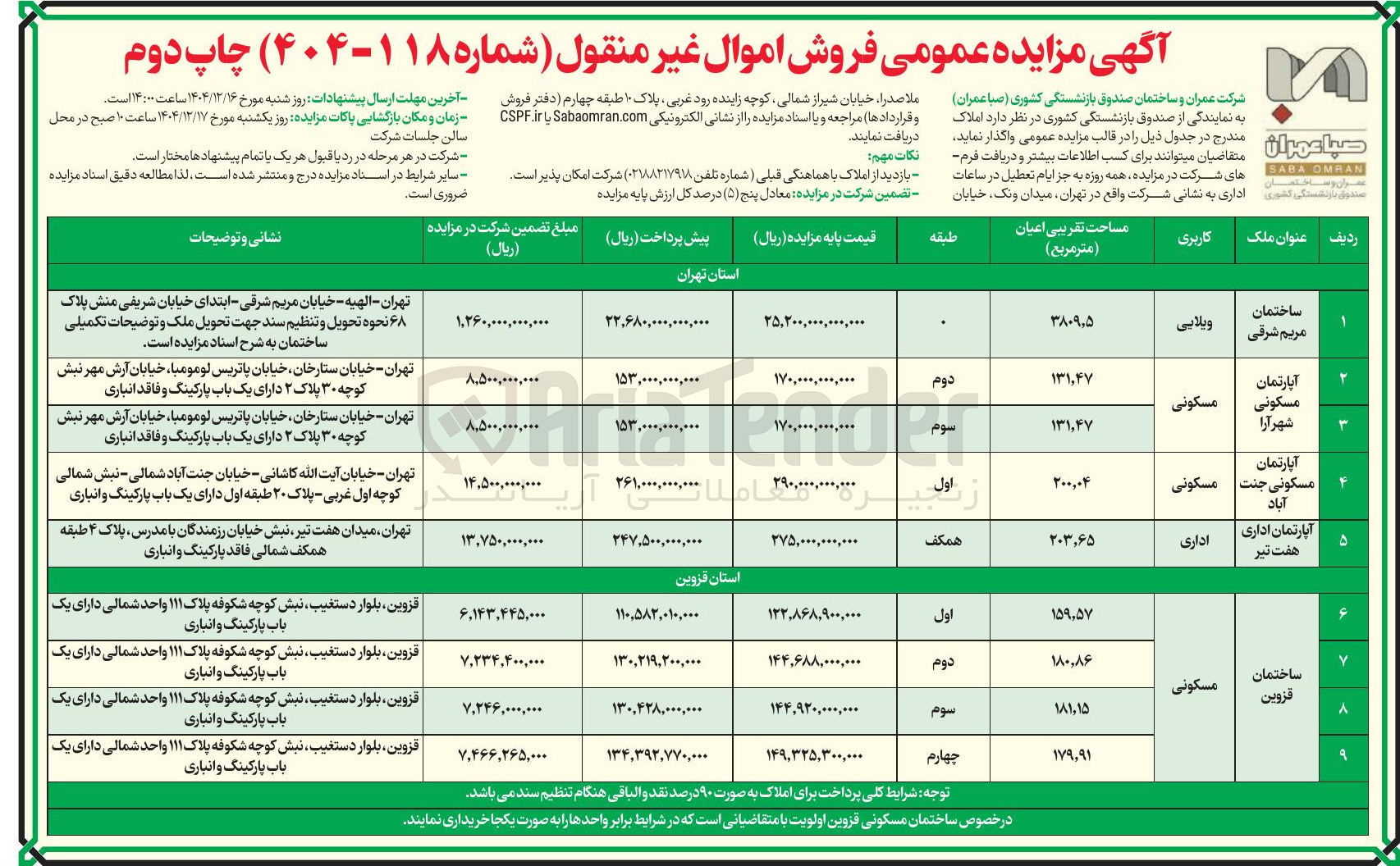 تصویر کوچک آگهی فروش اموال غیر منقول