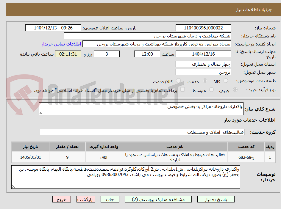 تصویر کوچک آگهی واگذاری داروخانه مراکز به بخش خصوصی