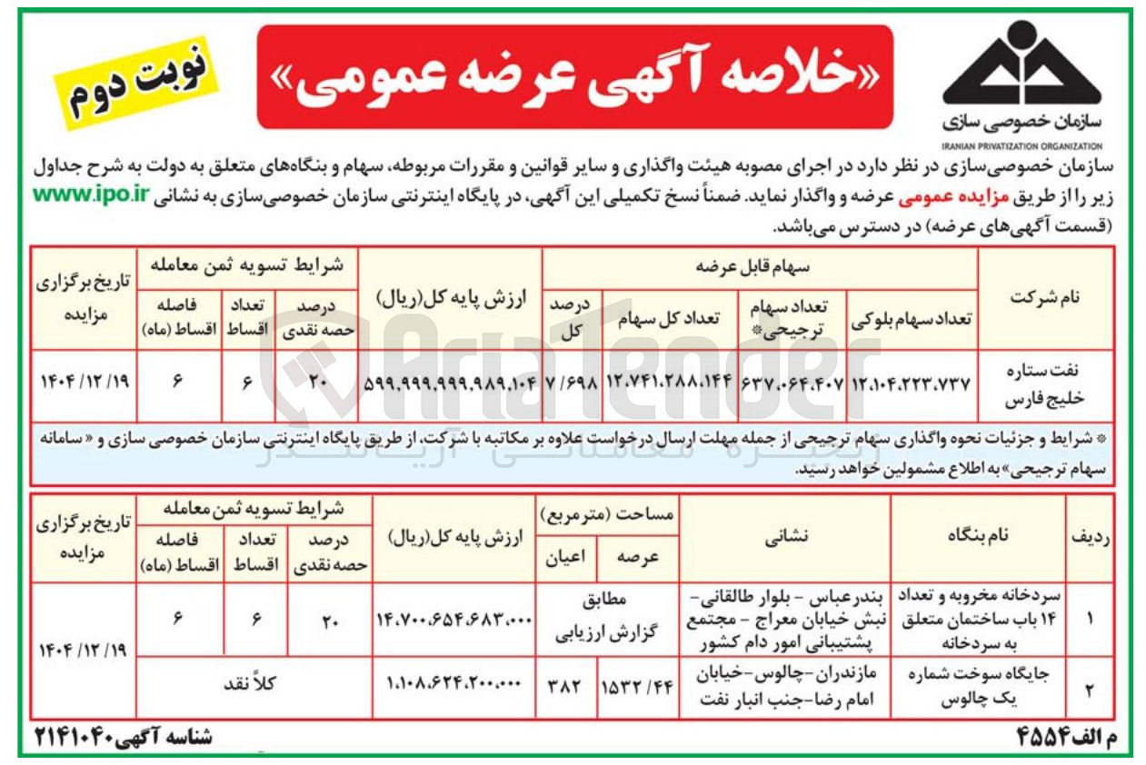 تصویر کوچک آگهی سهام
