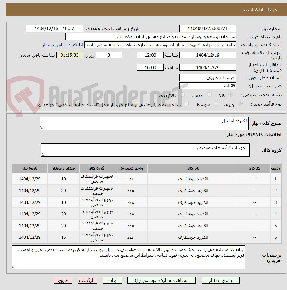 تصویر کوچک آگهی الکترود استیل 