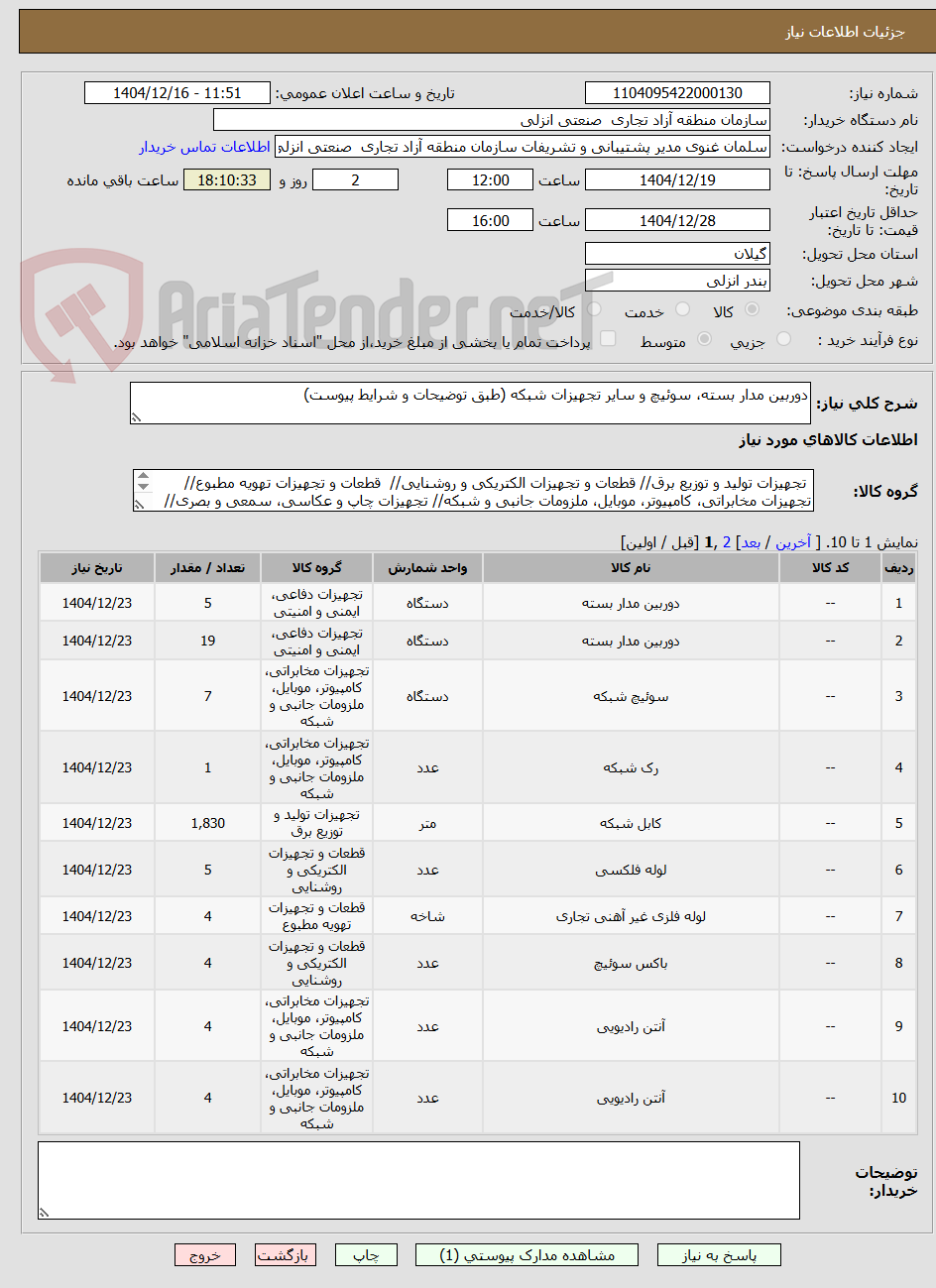 تصویر کوچک آگهی دوربین مدار بسته، سوئیچ و سایر تجهیزات شبکه (طبق توضیحات و شرایط پیوست)