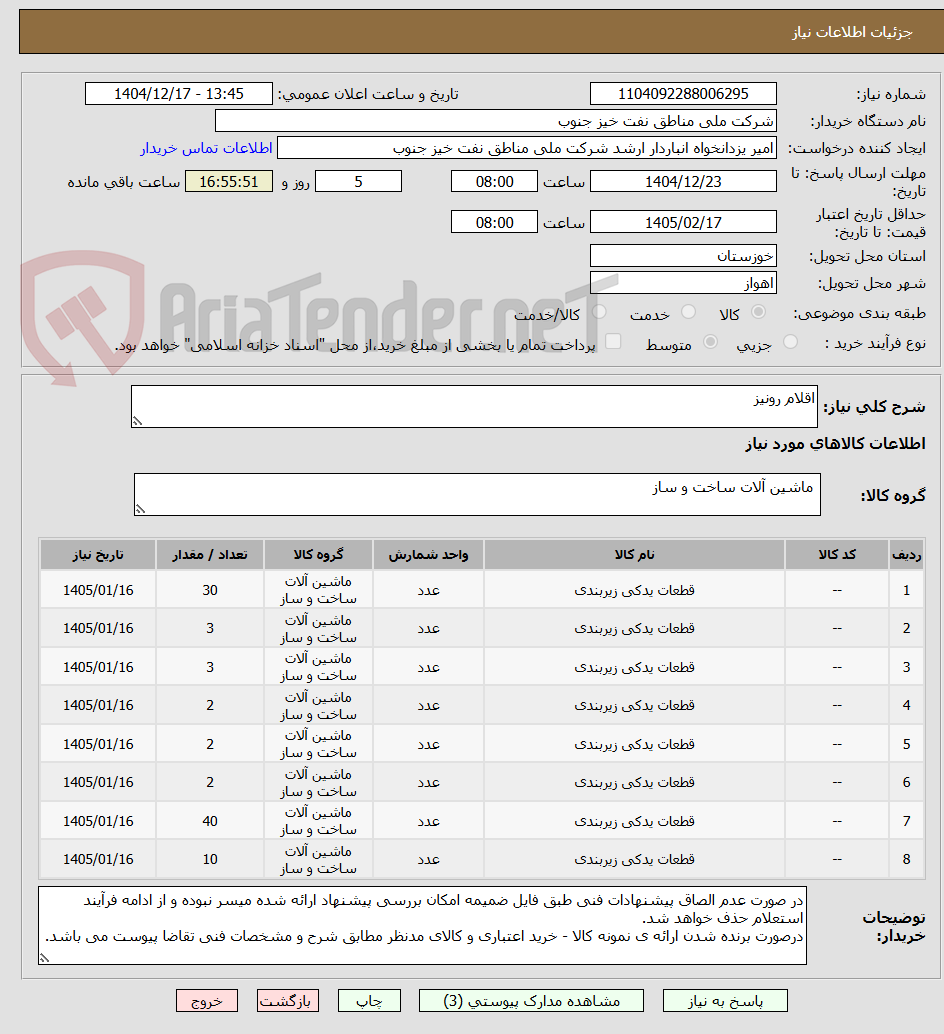 تصویر کوچک آگهی اقلام رونیز