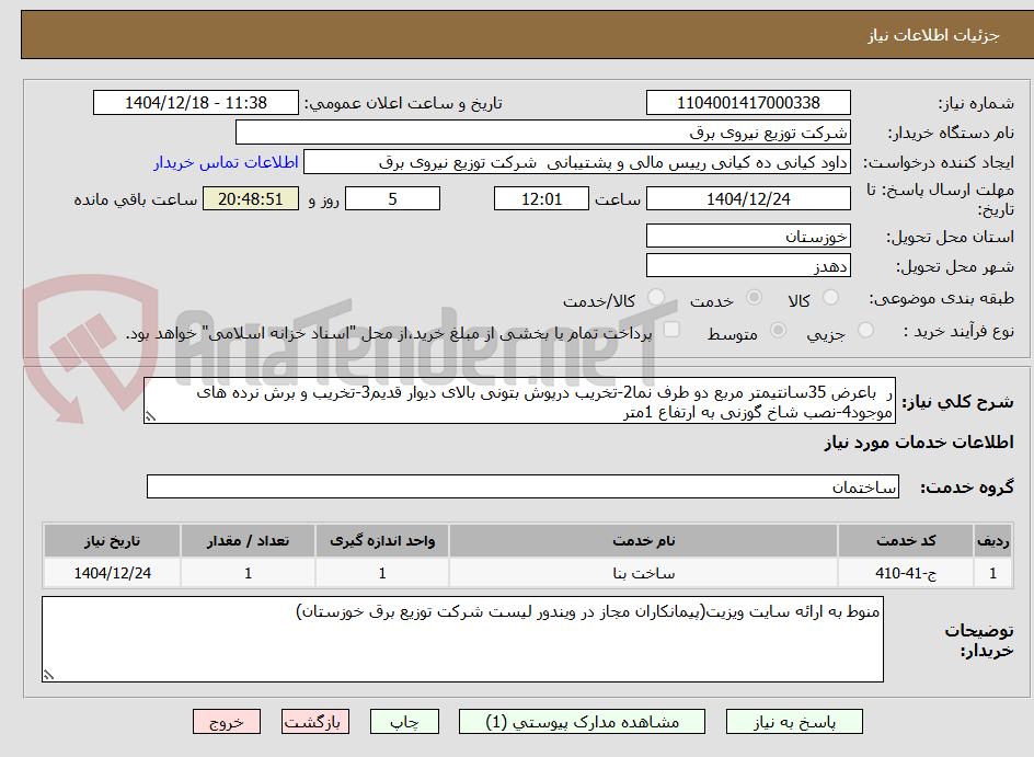 تصویر کوچک آگهی ر  باعرض 35سانتیمتر مربع دو طرف نما2-تخریب درپوش بتونی بالای دیوار قدیم3-تخریب و برش نرده های موجود4-نصب شاخ گوزنی به ارتفاع 1متر