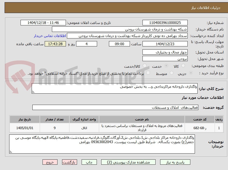 تصویر کوچک آگهی واگذاری داروخانه مراکزبداجی و... به بخش خصوصی